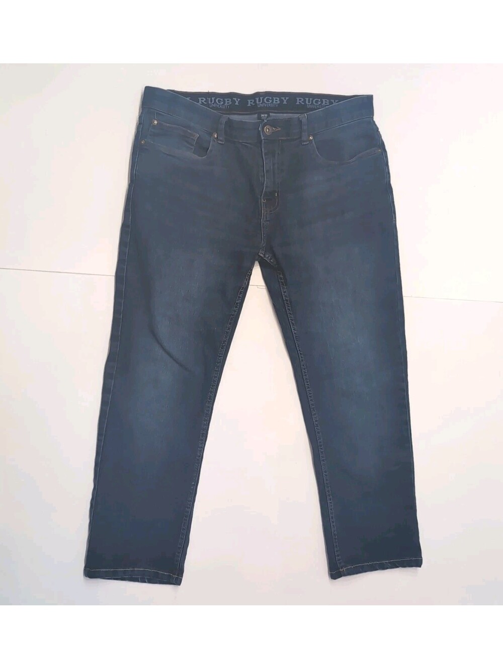 Rugby University Jeans Mens Size 36 x 32 (26) Stretch Blue Straight Leg Denim